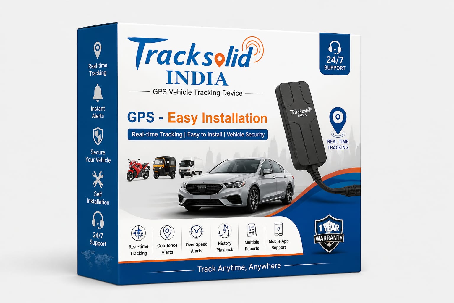 Track Solid GPS Tracker India for cars, bikes, trucks and commercial vehicles